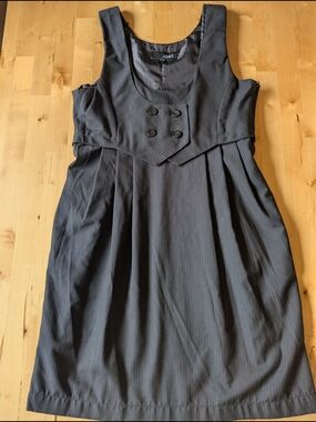 ASOS Black Pinstripe Sleeveless Shift Dress Size 10